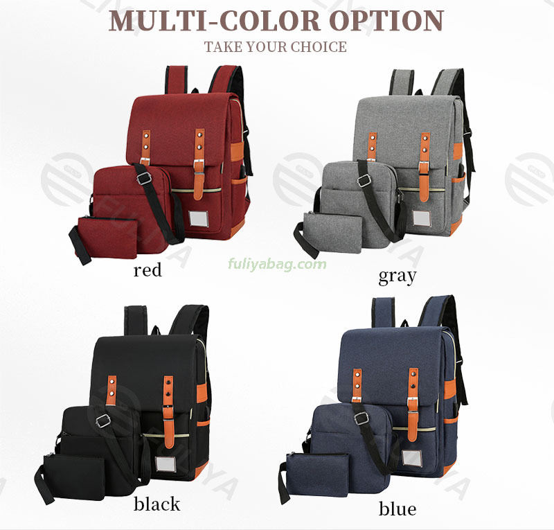 Durable Fashion Business School Bag Student Backpack Women Men Laptop USB Charging 3 Pieces Set Backpack