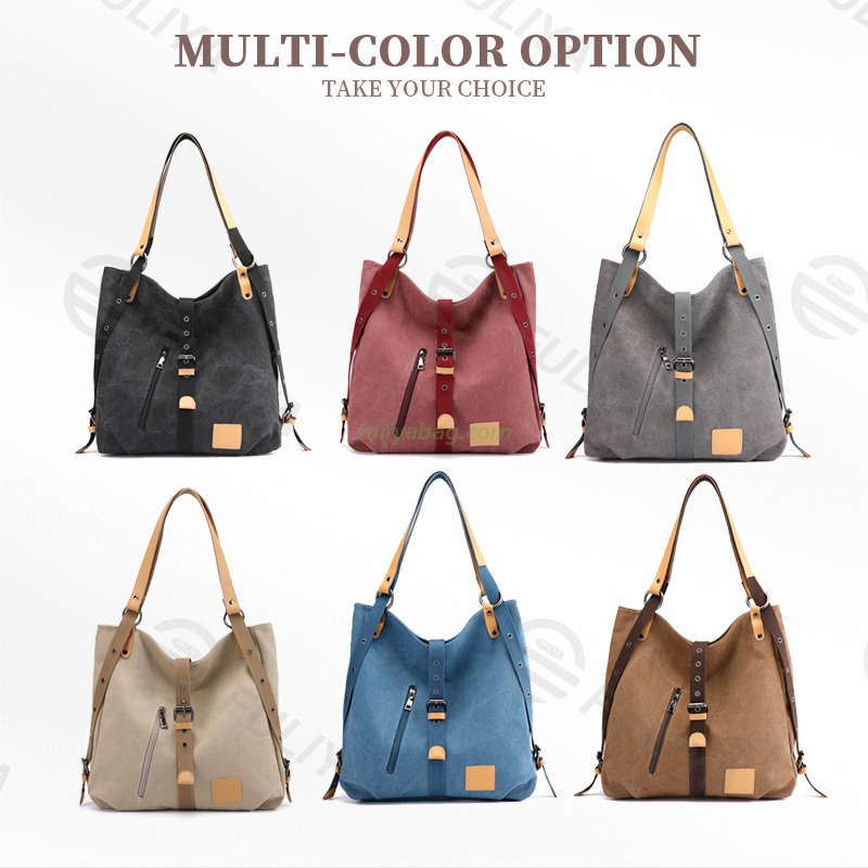 Factory Casual Handbag Convertible Backpack Large Capacity Canvas Pouch Bag Women's Shoulder Bags Tote Bag