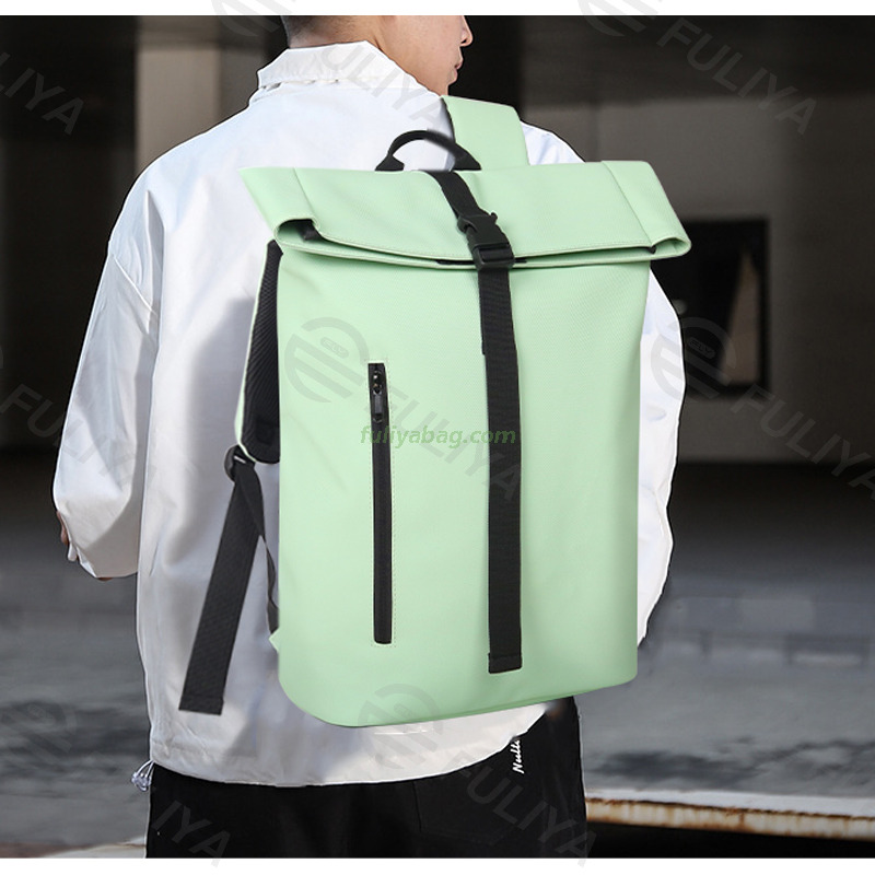 Custom Waterproof Travel Rolltop Notebook Shoulder Backpack Large Capacity College Students Laptop Backpack