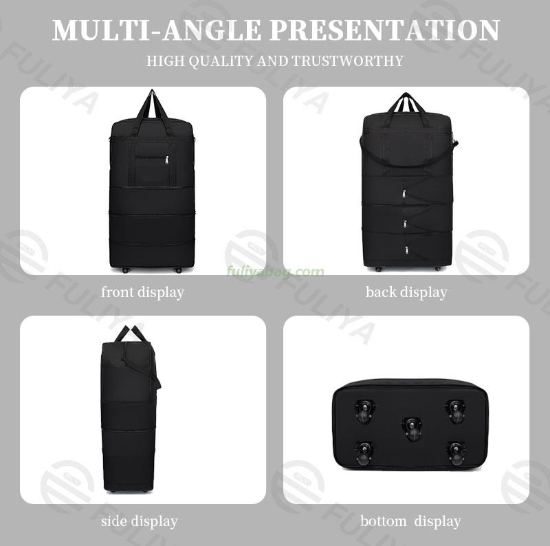 Wholesale Custom Unisex Large Capacity Foldable Expandable Travel Luggage Rolling Wheeled Trolley Backpack Duffel Bag