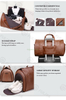 Custom Logo PU Leather Outdoor Men Suit Garment Travel Duffel Tote Bag For Clothes Cover Foldable Travel Suit Bag