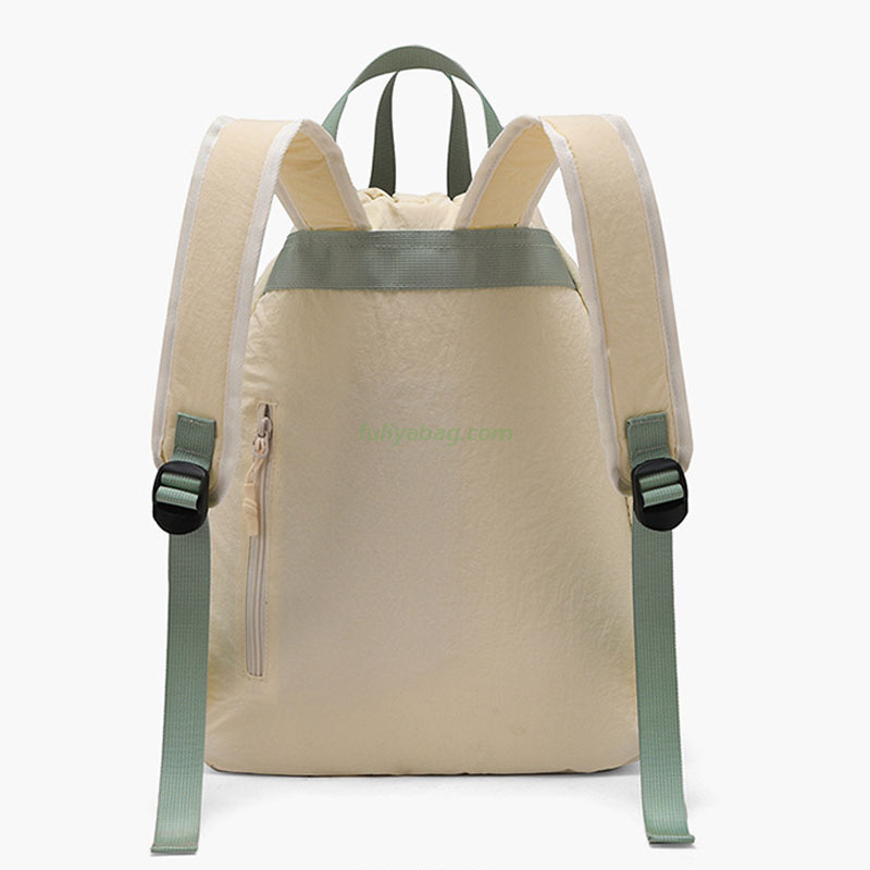 Custom Women Men Portable Nylon Waterproof Drawstring Backpack for Cycling Gym College Badminton Pull String Sport Bag