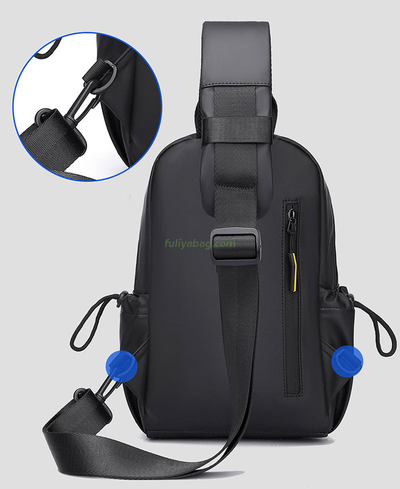 Custom Multifunctional Men's Shoulder Messenger Bag Durable Waterproof Zipper Closure Chest Bag With Headphones Hole
