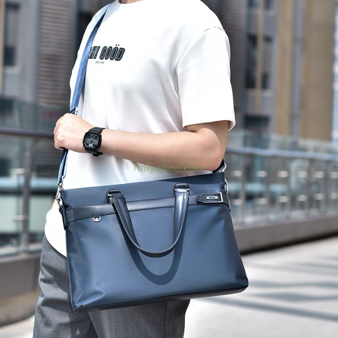 Custom Men's Business Handbag Black Blue Waterproof Oxford Carrying Case Protective Computer Bag 17.3 Inch Laptop Bag