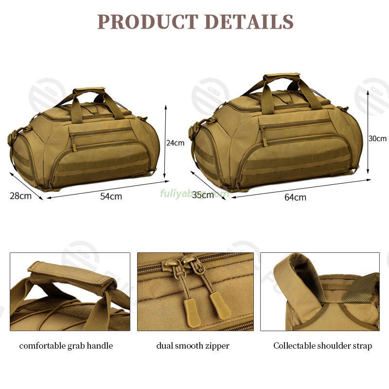 Customized 35L Multi-Function Waterproof Outdoor Camping Travel Gym Sport Tactical Duffle Bag Tactical Backpack For Men