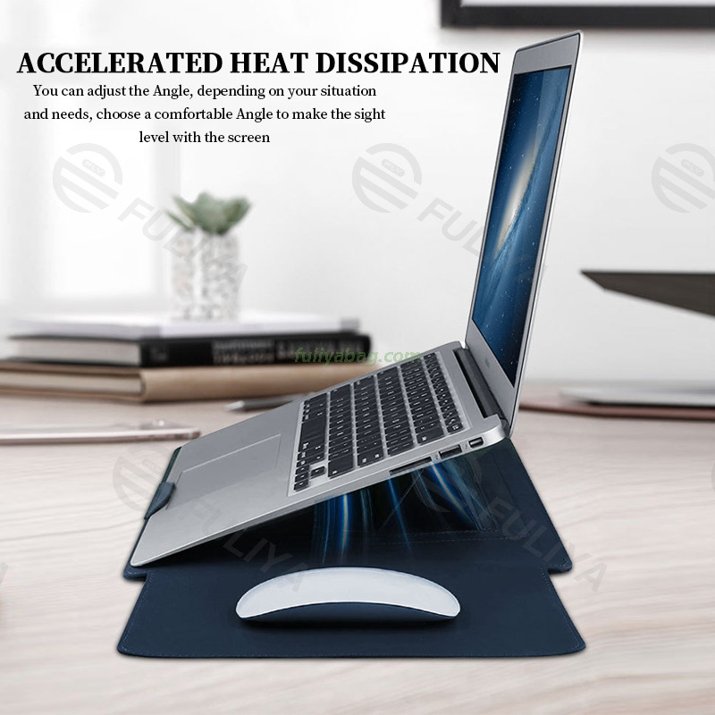 Customized Computer Tablet Notebook Protective Case Bag 13 14 15 16inch Ultra-thin Leather Laptop Sleeve Bag with Stand