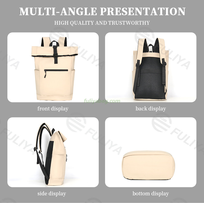 Custom Travel Roll Top Backpack Casual Daypack College Bag Rucksack Male Business Laptop Backpack for Men