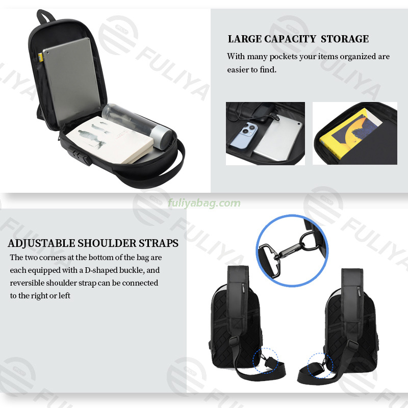 Waterproof Men Sling Bag Luxury Anti-theft Crossbody Shoulder Bag Password Lock Chest Bag for Daily use
