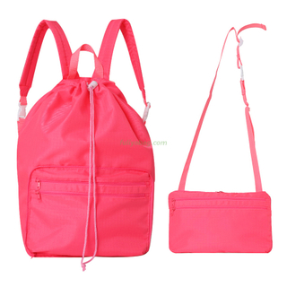 Wholesale Custom Dual-purpose Folding Crossbody Bag Light Weight Sport Gym Pouch Bag Drawstring Backpack with Logo