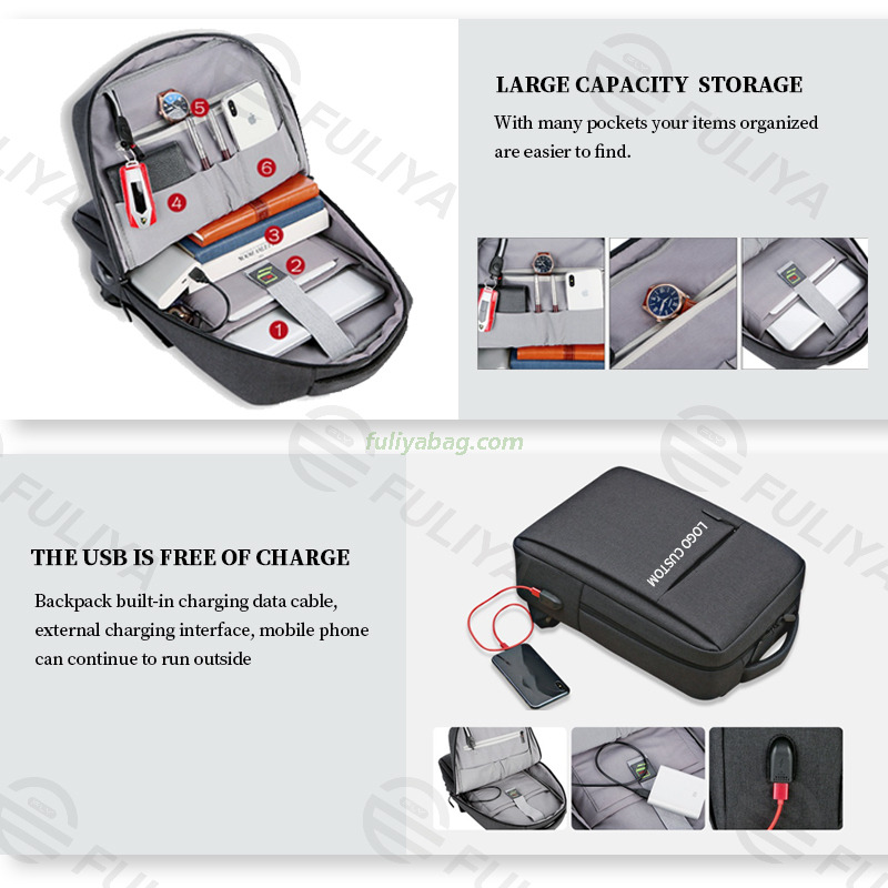 OEM ODM Waterproof Custom Polyester Carry On Travel Nylon Oxford USB Laptop Backpack for Men Women Teenager