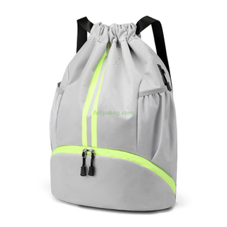 Custom Polyester Dry-wet Separation Beam Mouth Drawstring Swimming Basketball Sport Bag Fitness Gym Drawstring Bags