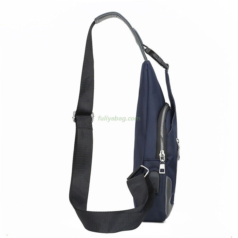 Custom Logo Waterproof Oxford Casual Crossbody Sling Bag Men's Chest Bag With USB Charging