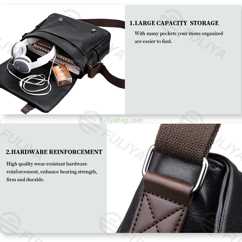 OEM ODM Luxury Handbags Waterproof PU Leather Casual Business Men's Messenger Crossbody Shoulder Document Bag