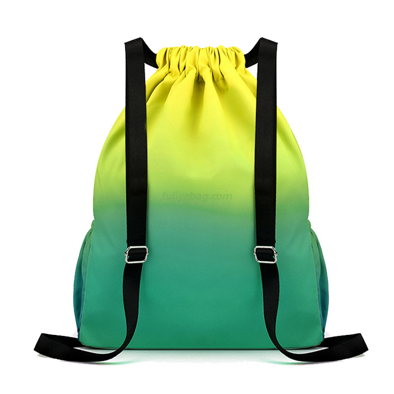 Custom Large Capacity Outdoor Causal Sport Basketball Bag Waterproof Nylon Gradient Drawstring Backpack