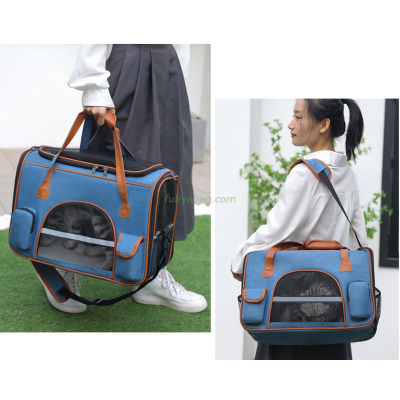 Custom Wholesale Outdoor Portable Folding Mesh Breathable Pet Travel Carrier Bag for Dogs and Cats Pet Transport Cage