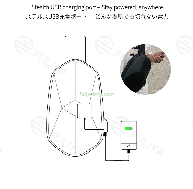 Custom Men Utility USB Multi Color Black Waterproof Unisex Outdoor Sport Chest Crossbody Back Pouch Hard Shell Sling Bag
