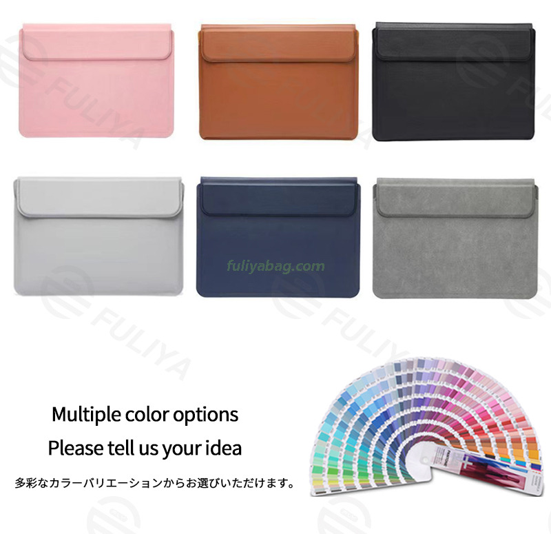 Custom Logo Smooth Leather Portable Protective Laptop Cover Notebook Computer Stand Flip Laptop Sleeve Case for Mackbook