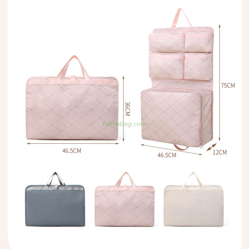 Fuliya Multifunctional Waterproof Hanging Suitcase Organizer Fashionable Zipper Clothing Underwear Socks Travel Storage Bag