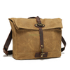 Vintage Camping Laptop Tote Bag Custom Waxed Canvas Satchel Single Shoulder Crossbody Messenger Bag For Men