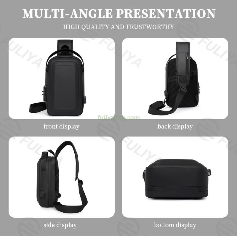 New Custom Business Casual Fashion College Student Commute Crossbody Bag Hard Motorcycle Men's Chest Bag