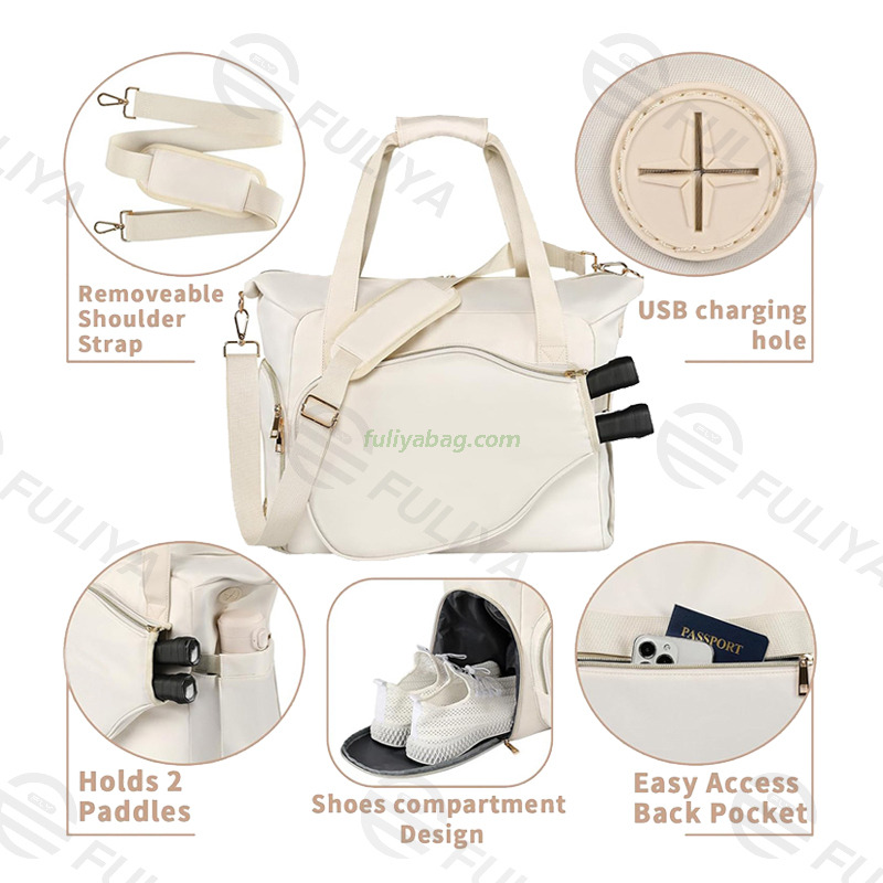 Luxury Women Men White Custom Gym Badminton Pickleball Paddle Racket Bag Outdoor Fitness Gym Racquet Sport Bags