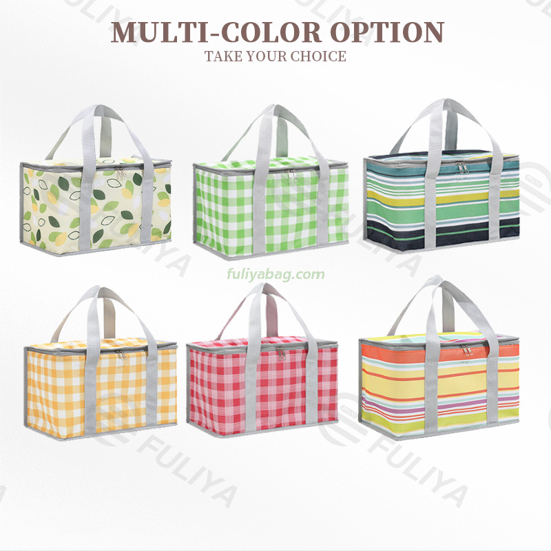 Customized Printed Foldable Picnic Basket Zipper Large Capacity Insulated Lunch Box Soft Tote Cooler Picnic Bag
