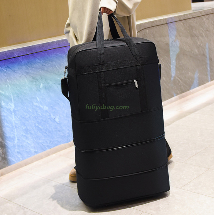 Wholesale Custom Unisex Large Capacity Foldable Expandable Travel Luggage Rolling Wheeled Trolley Backpack Duffel Bag