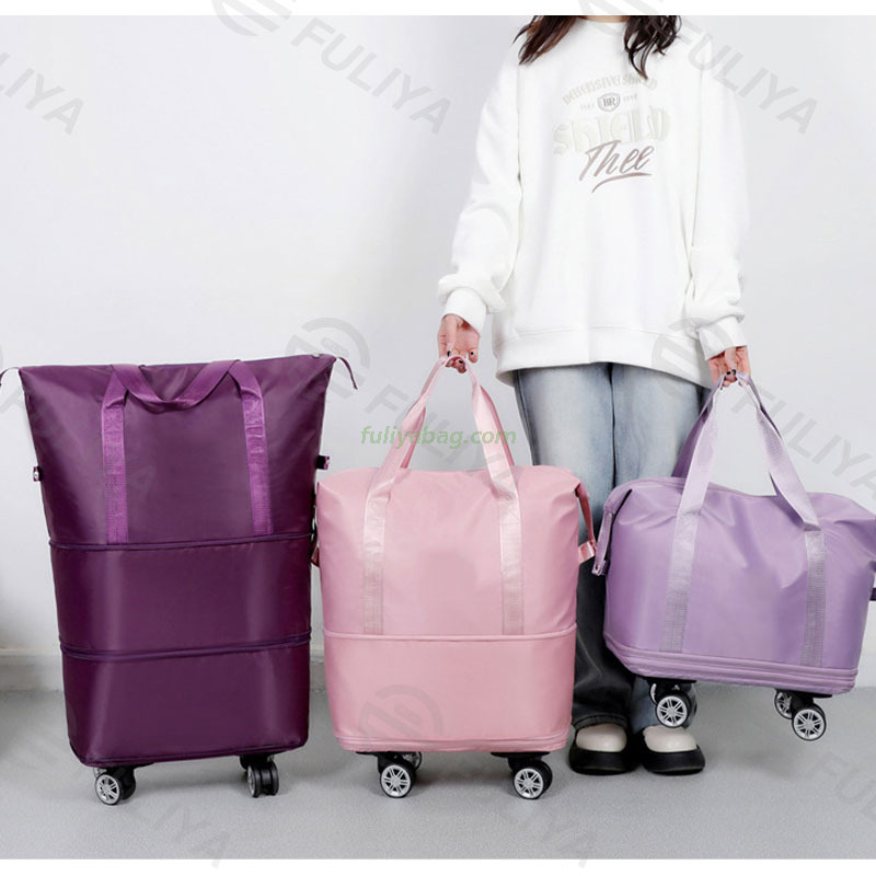 Waterproof Gym Sport Duffel Fitness Handbag Custom Women Man Expandable Trolley Travel Tote Bag with Wheel