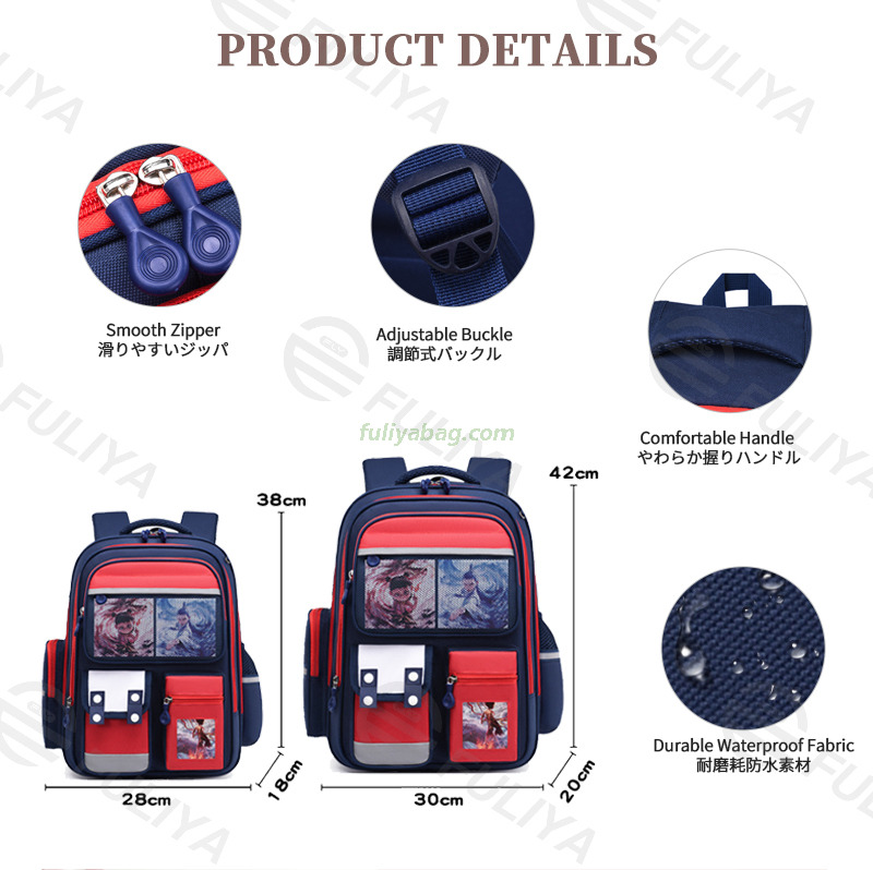 Custom Logo Printed Girl Waterproof Anime Stationery Large Capacity Children Student Backpack Kids School Bag