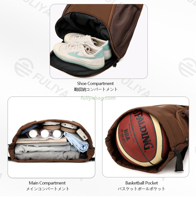 High Quality Basketball Football Fitness Sports Bag Casual Travel Waterproof Oxford Drawstring Backpack With Shoe Space
