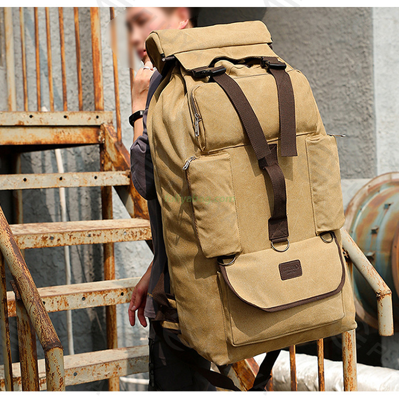 110 L Oversized Capacity Hike Backpack Durable Canvas Tactical Outdoor Travel Trekking Camping Youth Hiking Backpack
