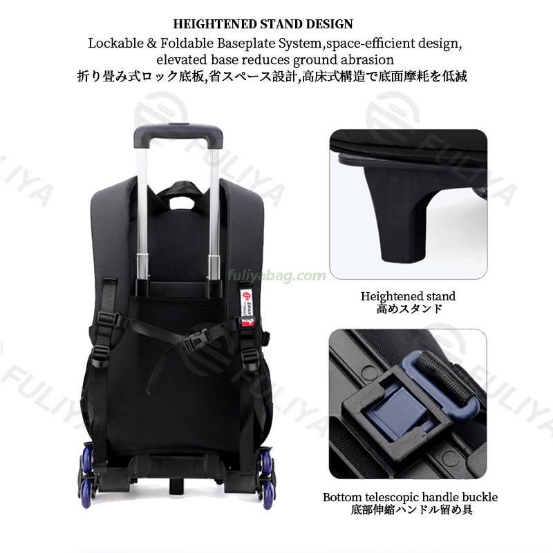 Fashion Large Capacity Waterproof Boys' Backpack Wear Resistant Student Backpack Schoolbags Teens Trolley Bags With Wheel