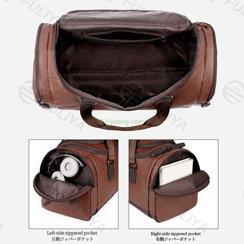 Custom Logo Waterproof PU Leather Business Duffle Bag Large Capacity Single Shoulder Luggage Tote Bag Travel Duffel Bag