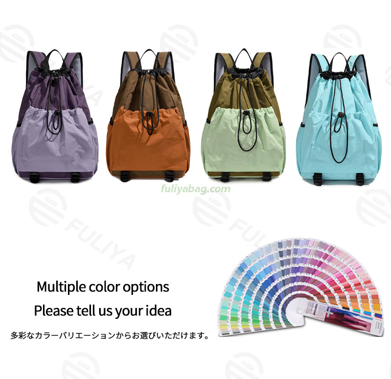 Unisex Fashionable Waterproof Lining Casual Travel School Use Lightweight Outdoor Cycling Backpack Sport Drawstring Bag
