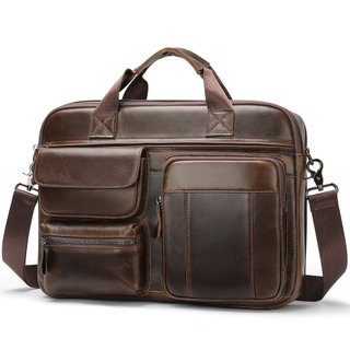 Men's Messenger Bag Office Work Shoulder Bag Computer Handbag Business Laptop Genuine Leather Briefcase