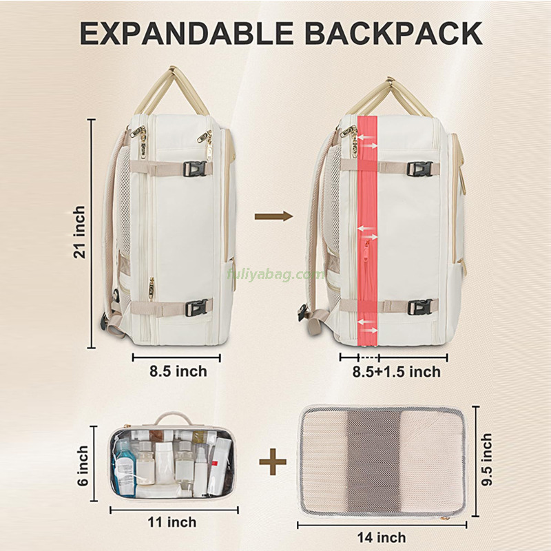 Custom Waterproof Men Women Expandable Flight Approved USB Backpack Shoes Compartment Business Travel Laptop Backpack