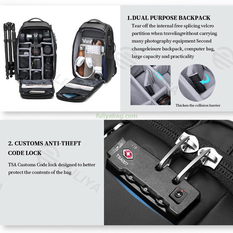 Custom Logo Waterproof Outdoor Activities Hiking Travel Large Photography Dslr Camera Backpack Bag for Camera